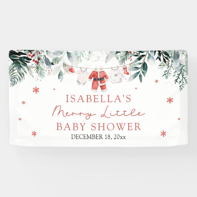 Banderoles Christmas Baby Clothes Merry Little Baby Shower (Horizontal)