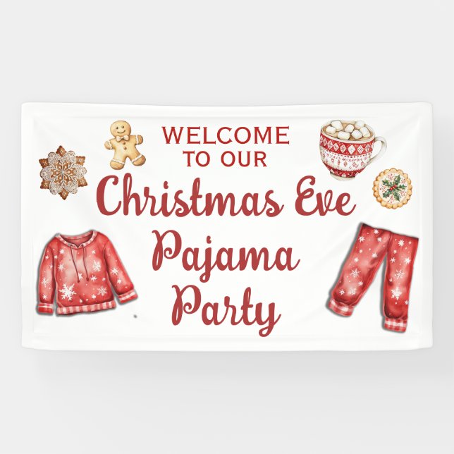 Banderoles Christmas Eve Cookies Hot Cocoa Pajama Party (Horizontal)