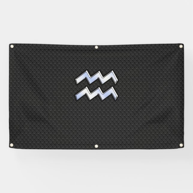 Banderoles Chrome comme Aquarius Zodiac dans la peau de serpe (Horizontal)