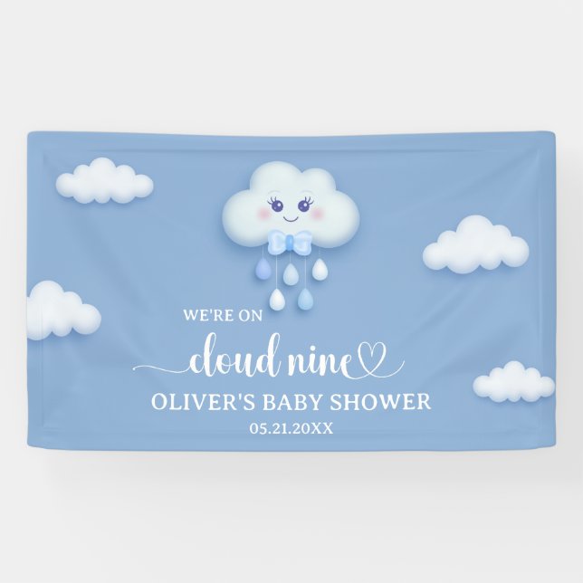 Banderoles Ciel bleu doux nuage blanc moelleux neuf Baby show (Horizontal)