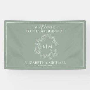 Banderoles Cimetière vert de Sage moderne Monogram Mariage Ba