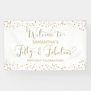 Banderoles Cinquante et fabuleux fêtes Bienvenue Gold and Wh