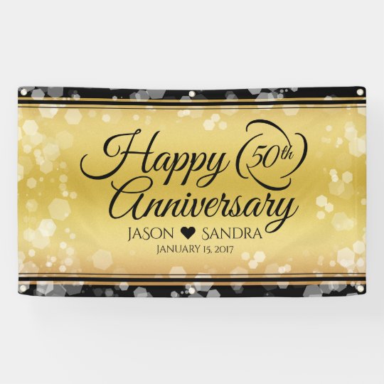 Banderoles Cinquantieme Anniversaire De Mariage D Or Elegant Zazzle Ca