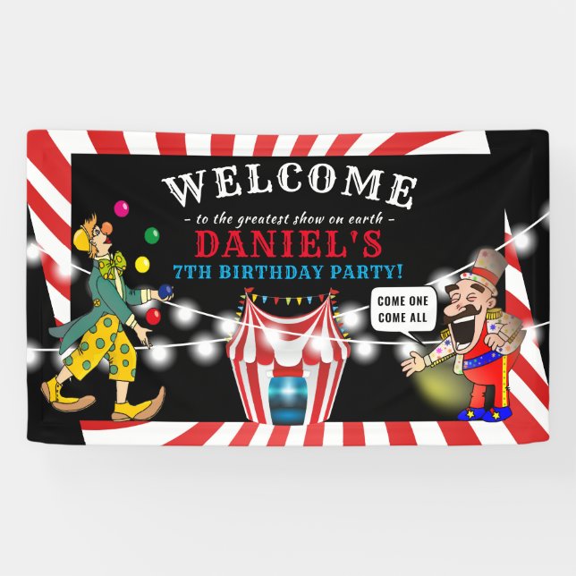 Banderoles Cirque divertissant Enfants | Anniversaire du Carn (Horizontal)