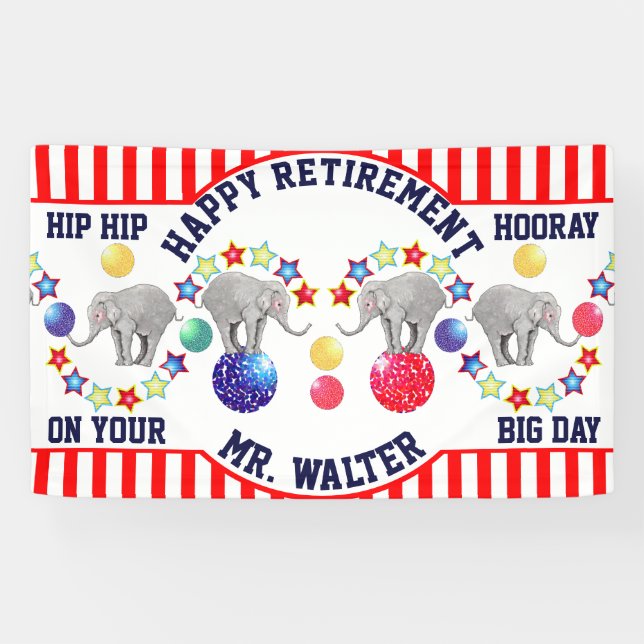 Banderoles Cirque Thème Elephant Retraite Party (Horizontal)