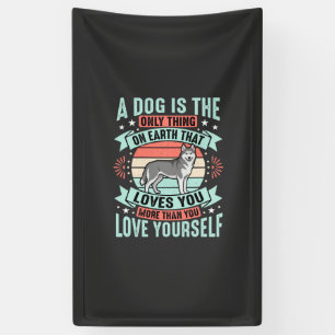 Banderoles Citation Amoureux de Chien Graphique Husky Vintage
