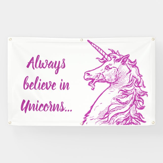 Banderoles Citation de Pink Unicorn Magical Believe ou votre  (Horizontal)