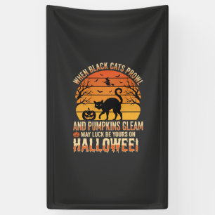 Banderoles Citrouille Chat Noir Halloween Design Vectoriel