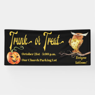 Banderoles Citrouille et hibou de Halloween de tronc ou de