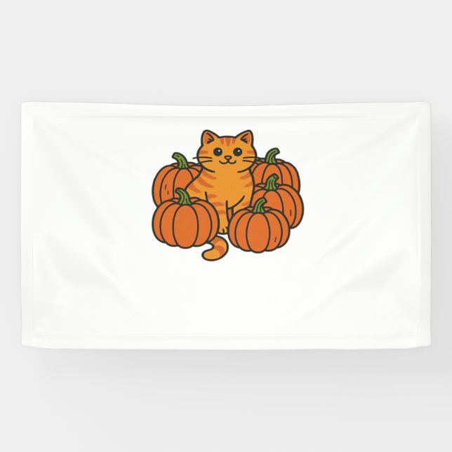 Banderoles Citrouille orange Kitty Chat Magique T-Shirt surdi (Horizontal)