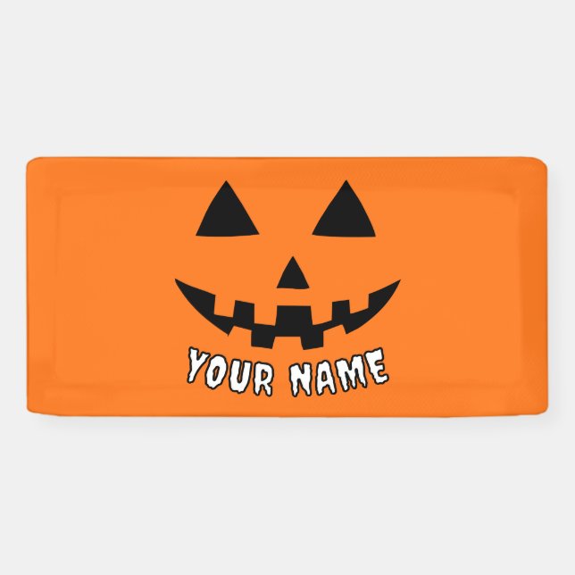 Banderoles Citrouille orange personnalisé Halloween Votre Nom (Horizontal)