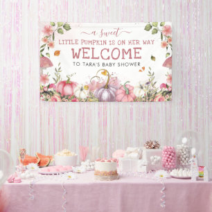 Banderoles Citrouille rose  Baby shower d'automne Bienvenue