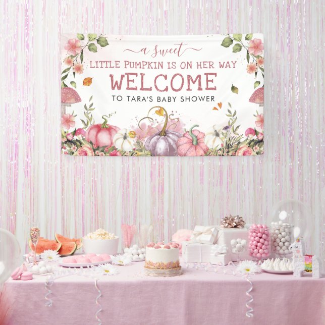 Banderoles Citrouille rose  Baby shower d'automne Bienvenue (Fête)