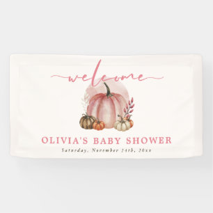 Banderoles Citrouille rose sur son chemin Fille Baby shower B