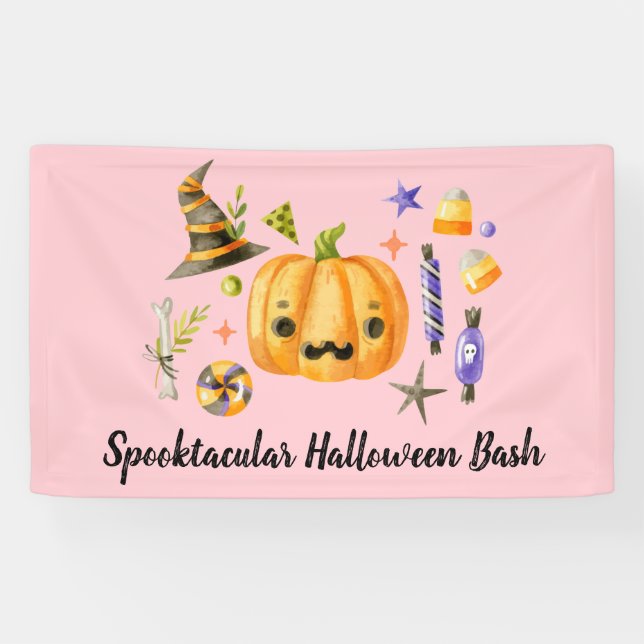 Banderoles Citrouille Spooktacular Halloween Bash Party rose (Horizontal)