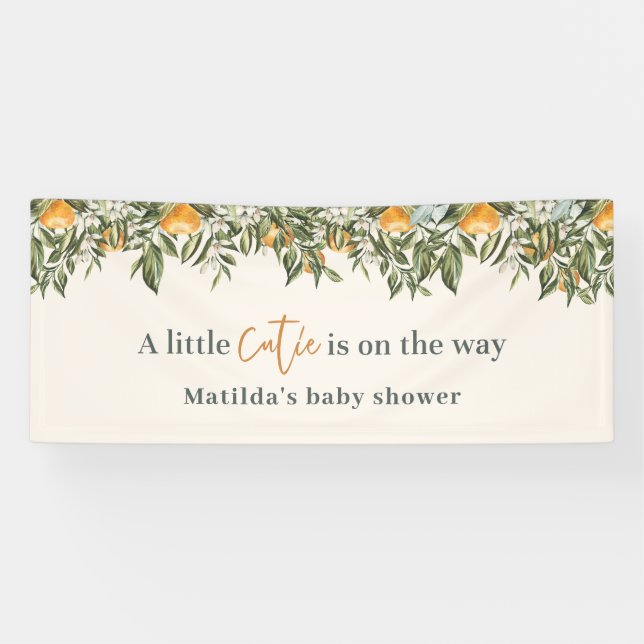 Banderoles Citrus, orange + fleur petit baby shower (Horizontal)