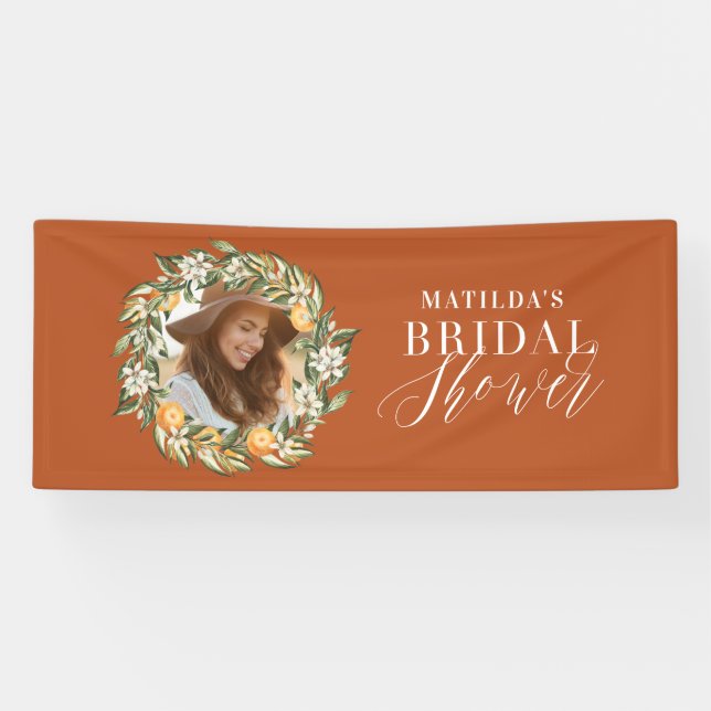 Banderoles Citrus, oranger + fleur de la douche nuptiale chic (Horizontal)