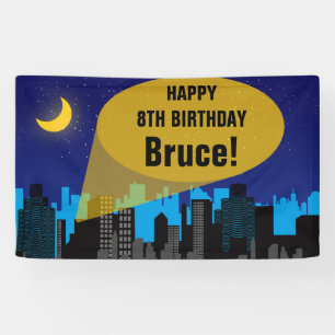 Banderoles City Night Skyline Superhero Boys fête d'anniversa
