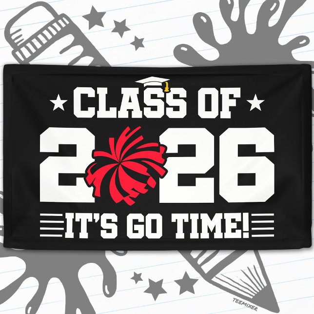 Banderoles Class of 2026 Red Cheer Graduation It’s Go Time (Créateur téléchargé)