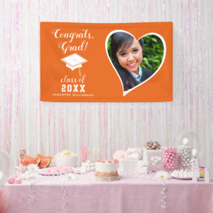 Banderoles Classe 2024 Grad Photo Orange White Graduation