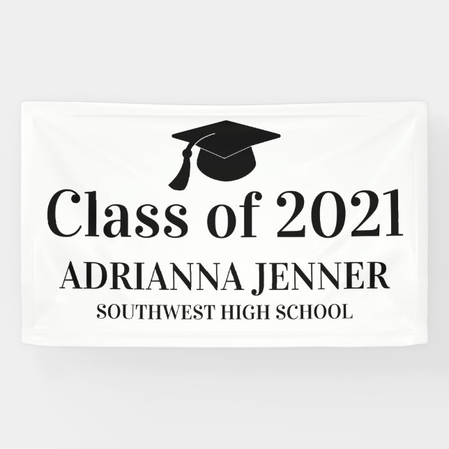 Banderoles Classe de 2021 Graduate Simple Typographie Script (Horizontal)