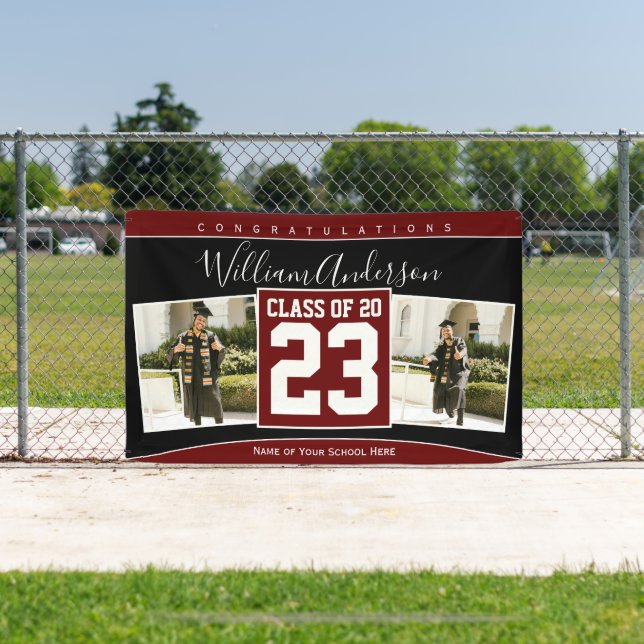 Banderoles Classe de 2023 Burgundy Red Graduation Photo (Insitu)