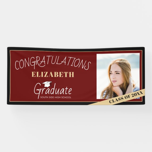 Banderoles Classe de 2023 Classic Photo Graduation (Horizontal)