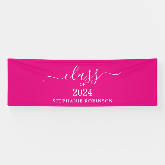 Banderoles Classe de 2024 Pink Simple Graduation (Horizontal)