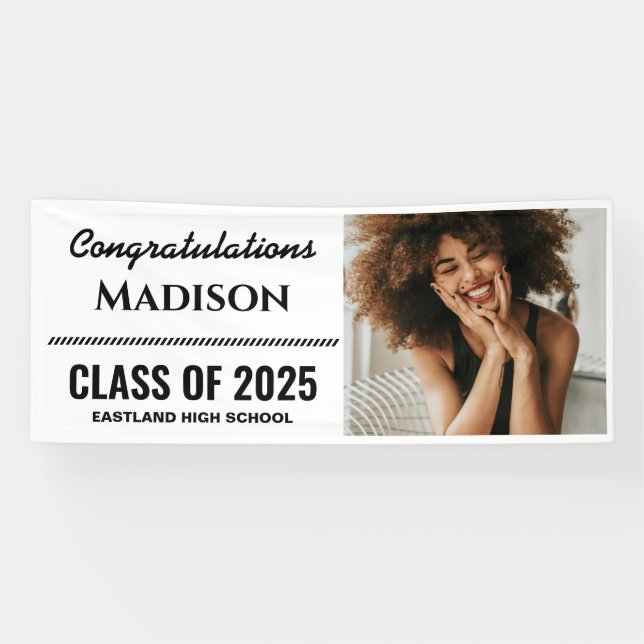Banderoles Classe De 2025 | Gras Typographie Diplômé Photo (Horizontal)