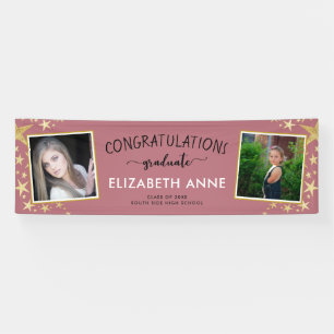 Banderoles Classe de 2025 Rose Gold 2 Photos Graduation
