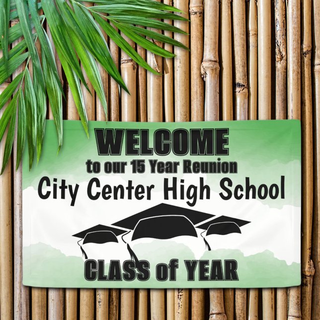 Banderoles Classe de bordure verte Aquarelle Bienvenue (Welcome everyone to the class reunion with this banner that's easy to customize for your school. )