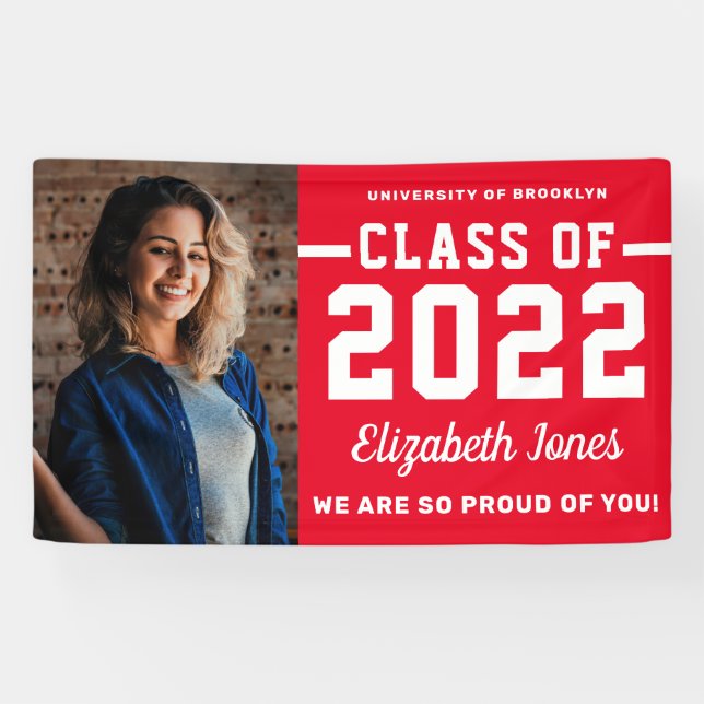 Banderoles Classe de Bourgogne Rouge moderne de 2022 - Diplôm (Horizontal)