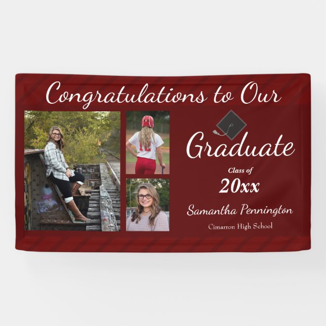 Banderoles Classe de diplôme de 2020 Collage de photos (Horizontal)