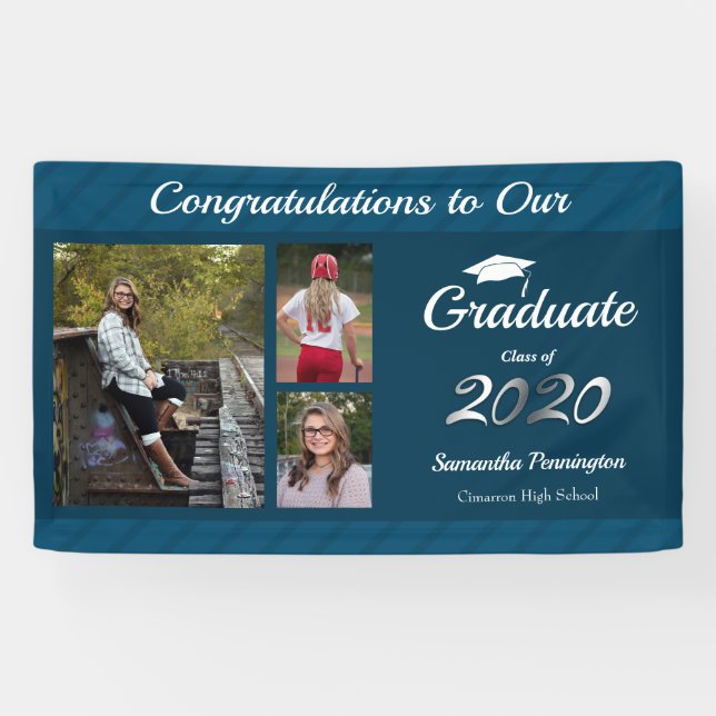 Banderoles Classe de diplôme de 2020 Collage de photos (Horizontal)