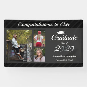 Banderoles Classe de diplôme de 2020 Collage de photos Gris
