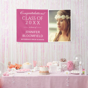 Banderoles Classe de graduation Pink White Photo Moderne DE 2