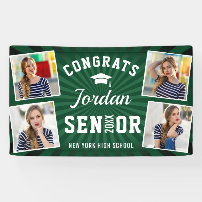 Banderoles Classe de Graduation Vert Blanc moderne de 2024 PH (Horizontal)