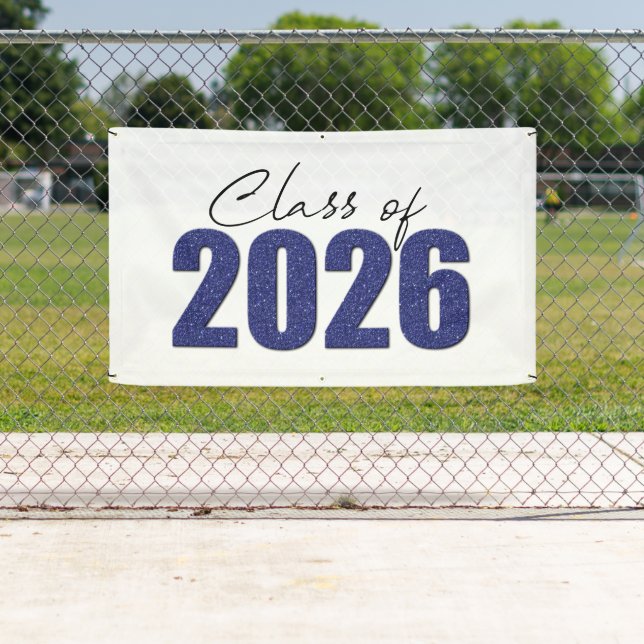 Banderoles Classe de Parties scintillant bleu marine de 2026 (En situation)
