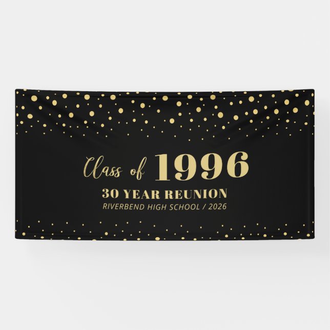 Banderoles Classe Gold & Black Confetti - Réunion Bienvenue (Horizontal)