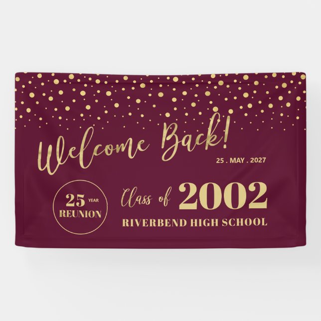 Banderoles Classe Gold & Red Confetti - Réunion Bienvenue (Horizontal)