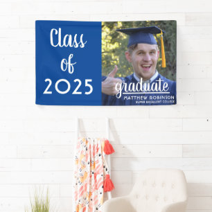 Banderoles Classe moderne de 2025 Graduation Blue Photo