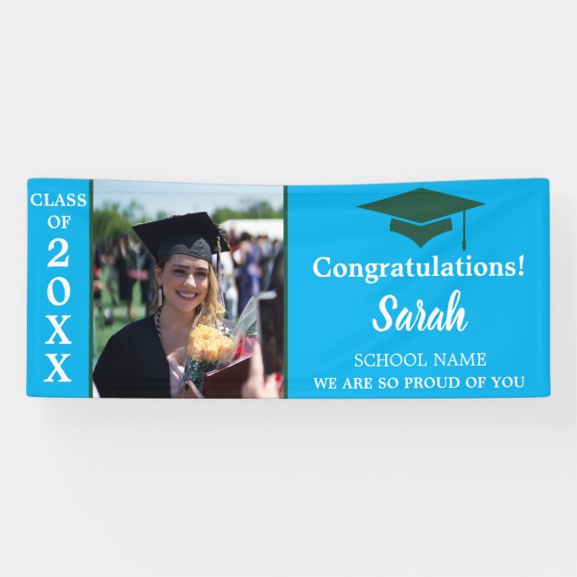 Banderoles Classe Photo Bleue Et Vert De 2025 (Horizontal)
