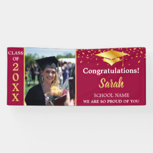 Banderoles Classe Photo De Graduation Maroon & Gold De 2025