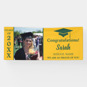 Banderoles Classe Photo De Graduation Vert & Jaune De 2025