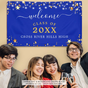 Banderoles Classe Réunion Bienvenue Royal Blue Gold Stars
