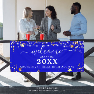 Banderoles Classe Réunion Bienvenue Royal Blue Gold Stars