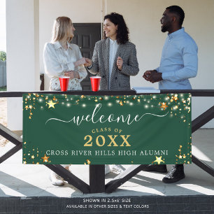 Banderoles Classe Reunion Welcome Gold Stars Custom Green