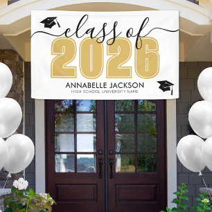 Banderoles Classe Simple De 2025 Gold Graduation Party