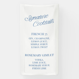 Banderoles Classic Blue Script Wedding Signature Cocktails 