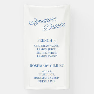 Banderoles Classic Blue Script Wedding Signature Drinks